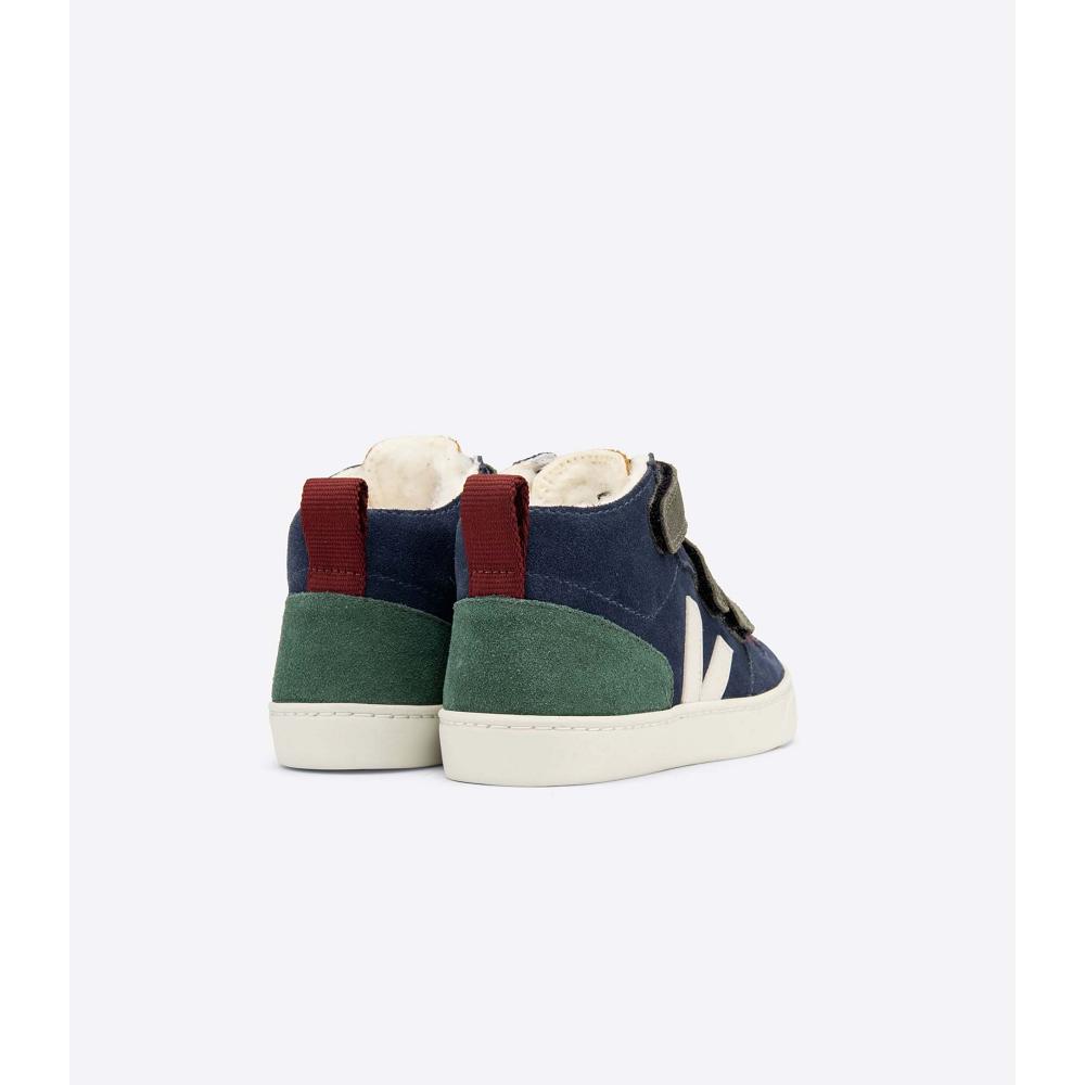 Veja V-10 MID FURED SUEDE Kids' Shoes Blue | NZ 760UZG